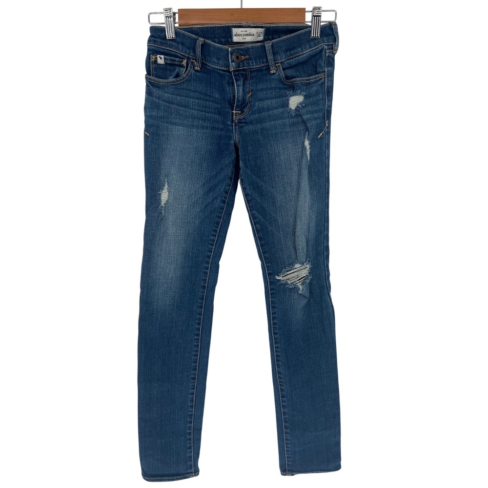 Abercrombie Kids Slim Distressed Ripped Blue‎ Denim Jeans 16 Regular Medium